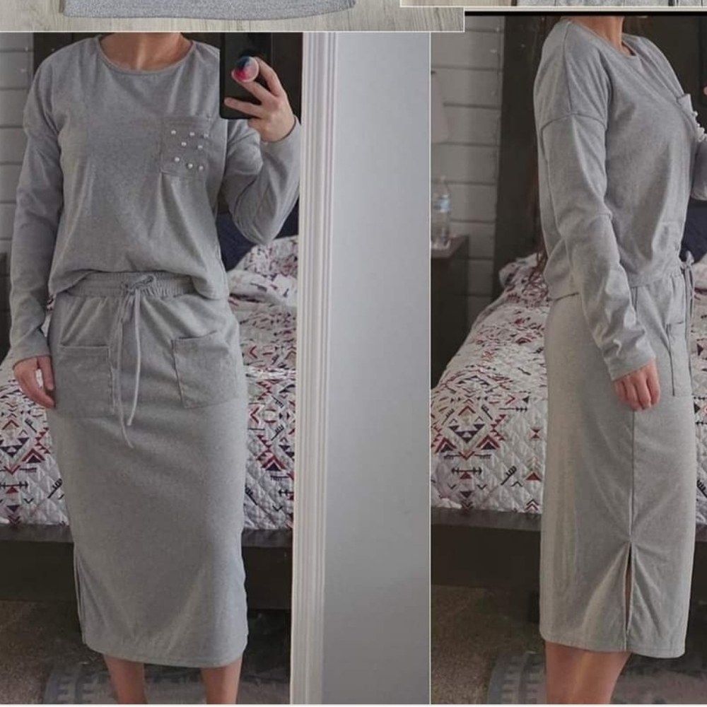 Sweatshirt and Skirt Outfit
